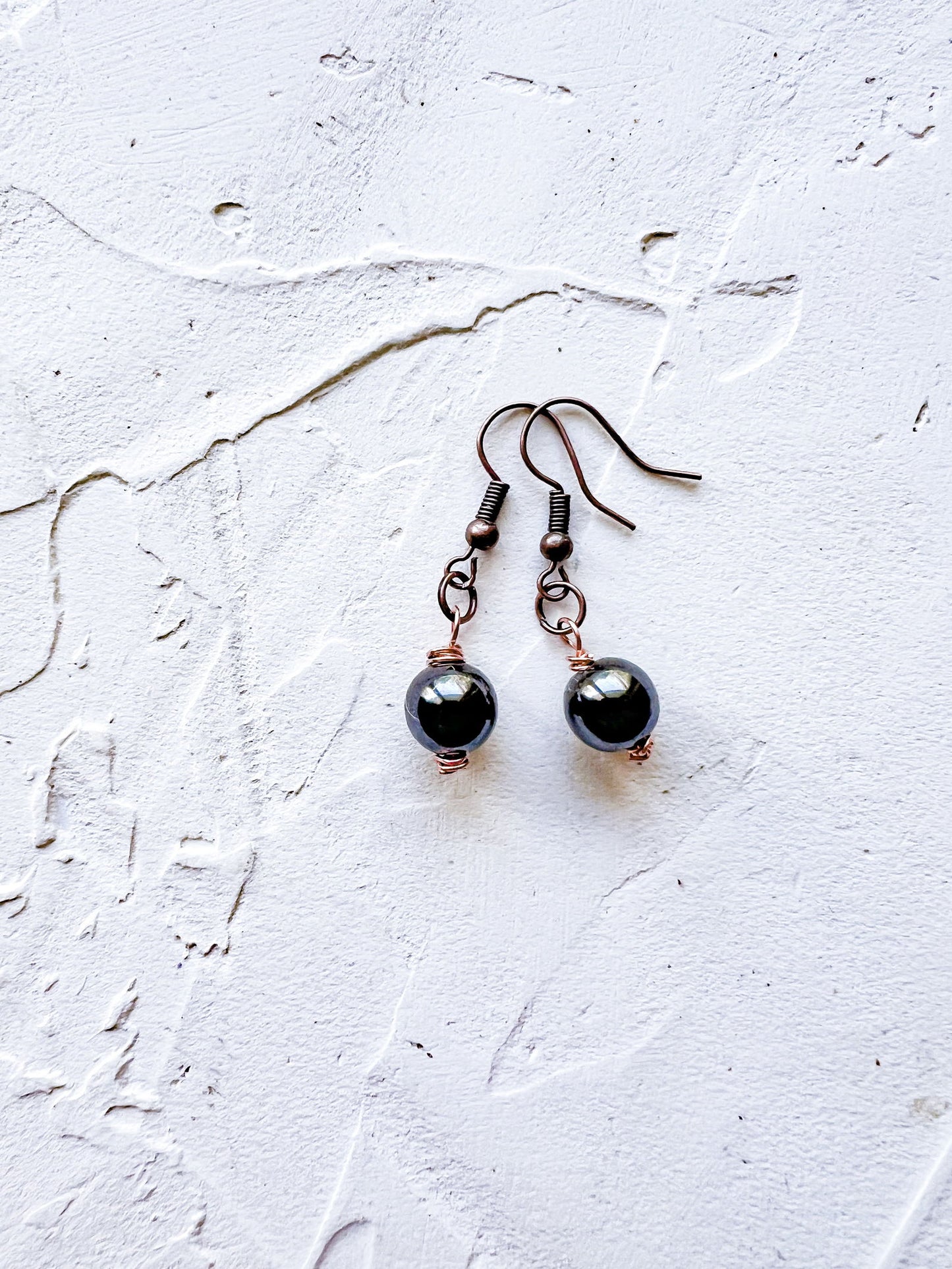 Hematite Drop Earrings - Copper Jewels