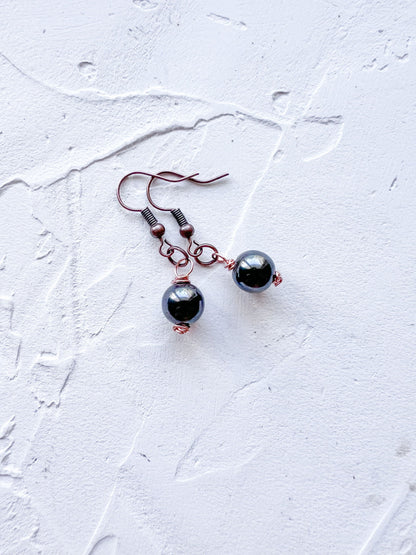 Hematite Drop Earrings - Copper Jewels