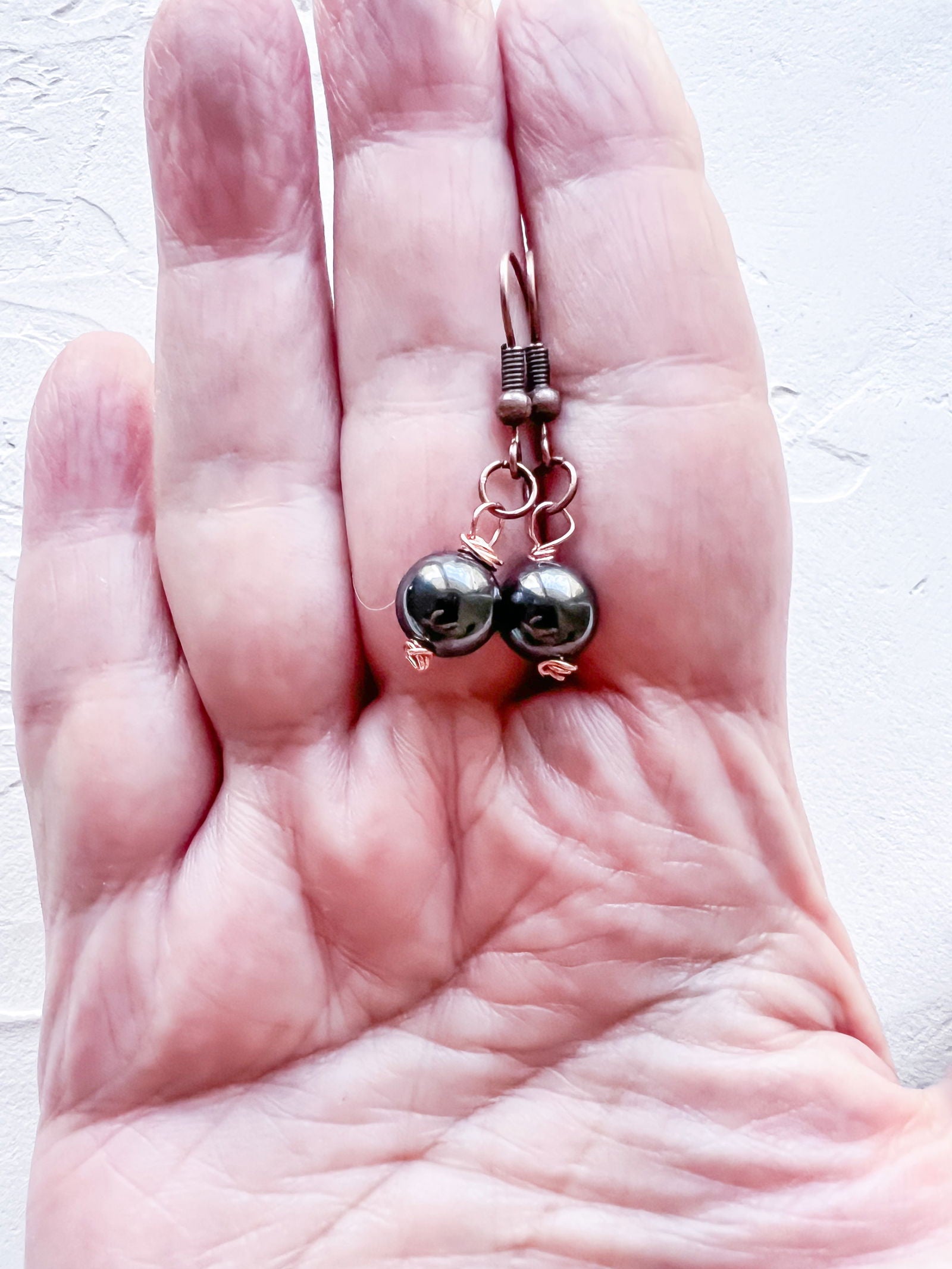 Hematite Drop Earrings - Copper Jewels