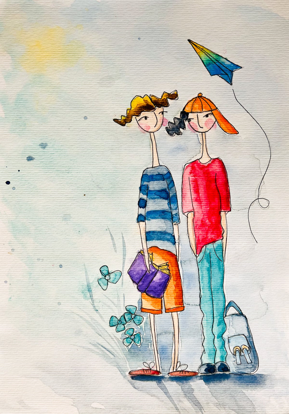 Paper Plane Adventures – Original Watercolour and Ink Illustration