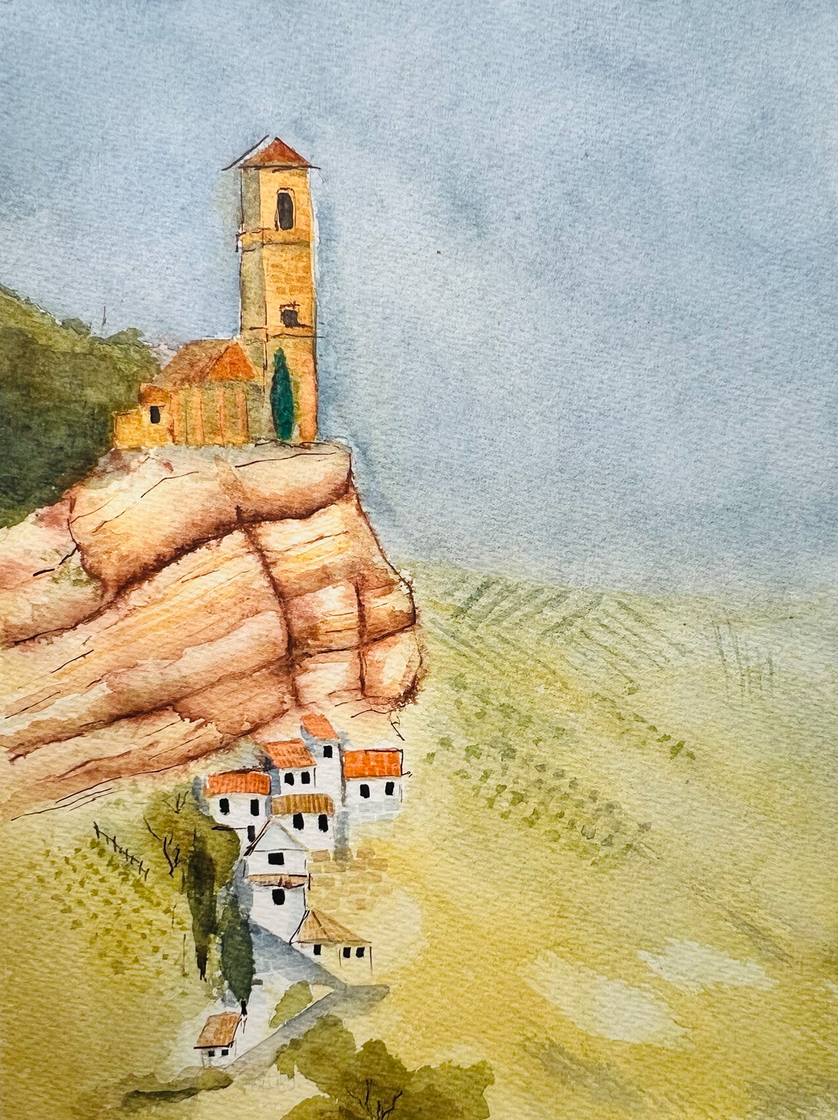 Monastery Above the Valley II | Original Watercolour Painting