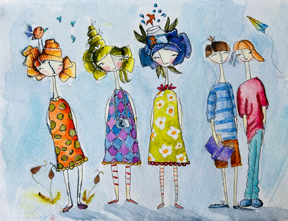 The Creative Crowd – Original Watercolour and Ink Illustration
