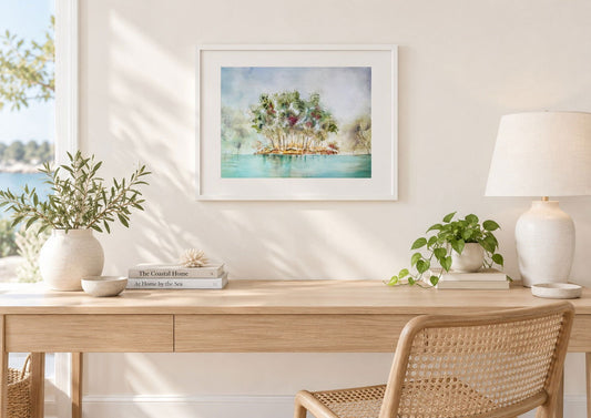 Island Stillness | Original Watercolour Painting - Copper Jewels