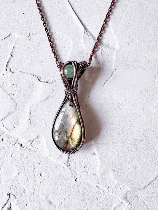 Labradorite and Avenurine Copper Necklace - Copper Jewels