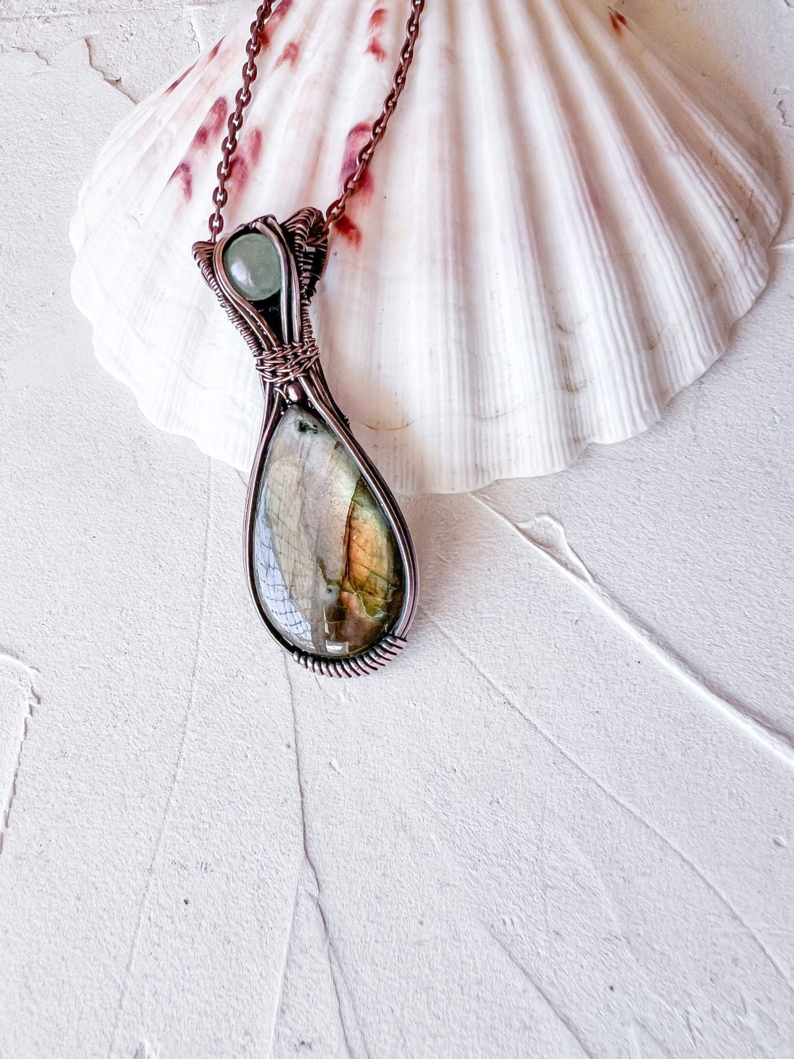 Labradorite and Avenurine Copper Necklace - Copper Jewels
