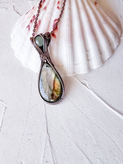 Labradorite and Avenurine Copper Necklace - Copper Jewels
