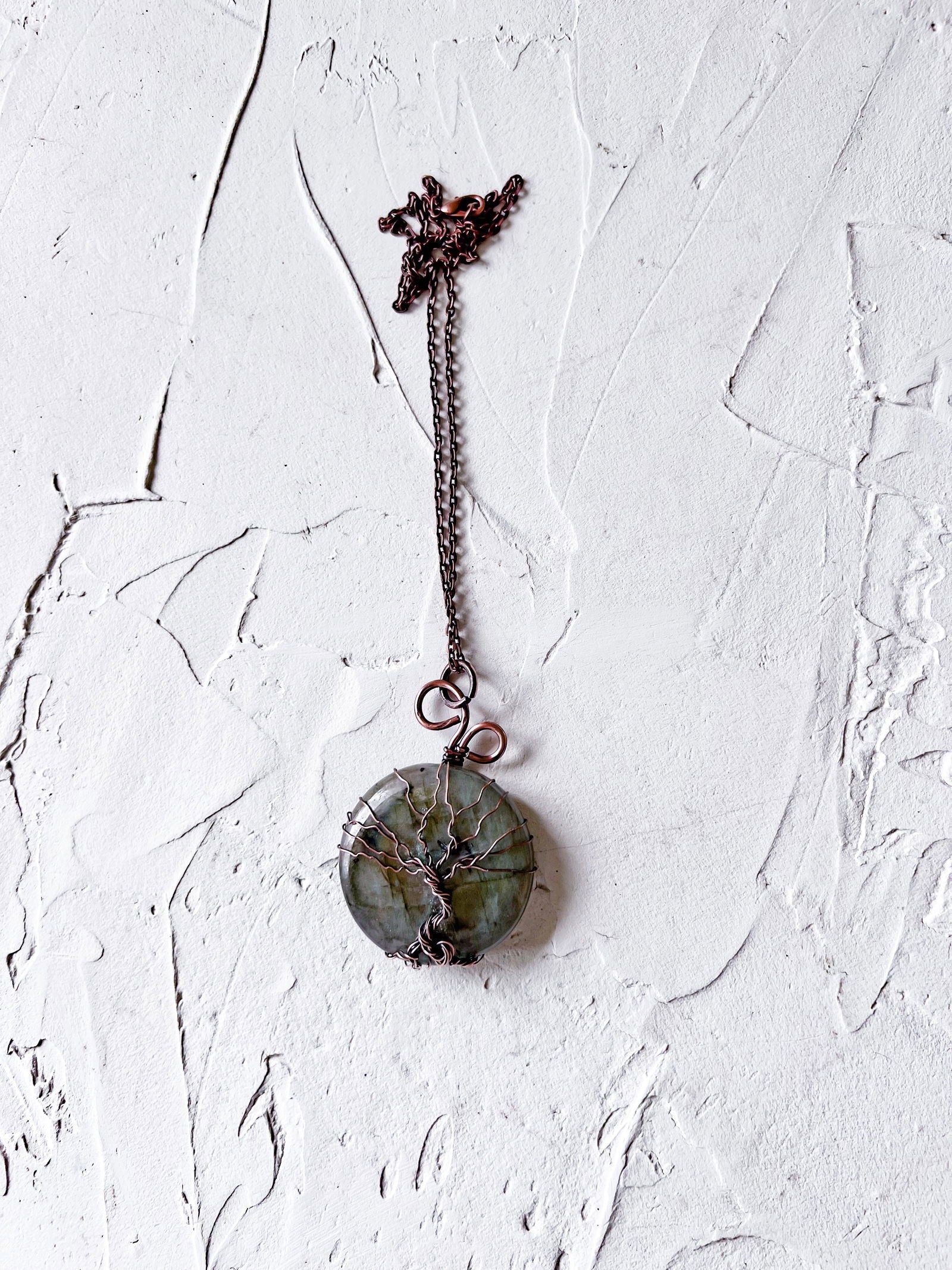 Labradorite and Tree of Life Copper Necklace - Copper Jewels