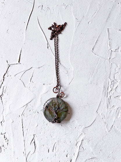 Labradorite and Tree of Life Copper Necklace - Copper Jewels