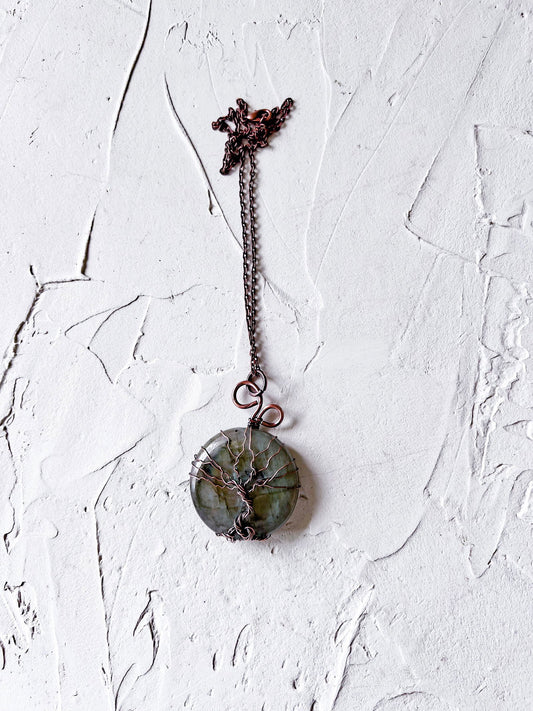 Labradorite and Tree of Life Copper Necklace - Copper Jewels