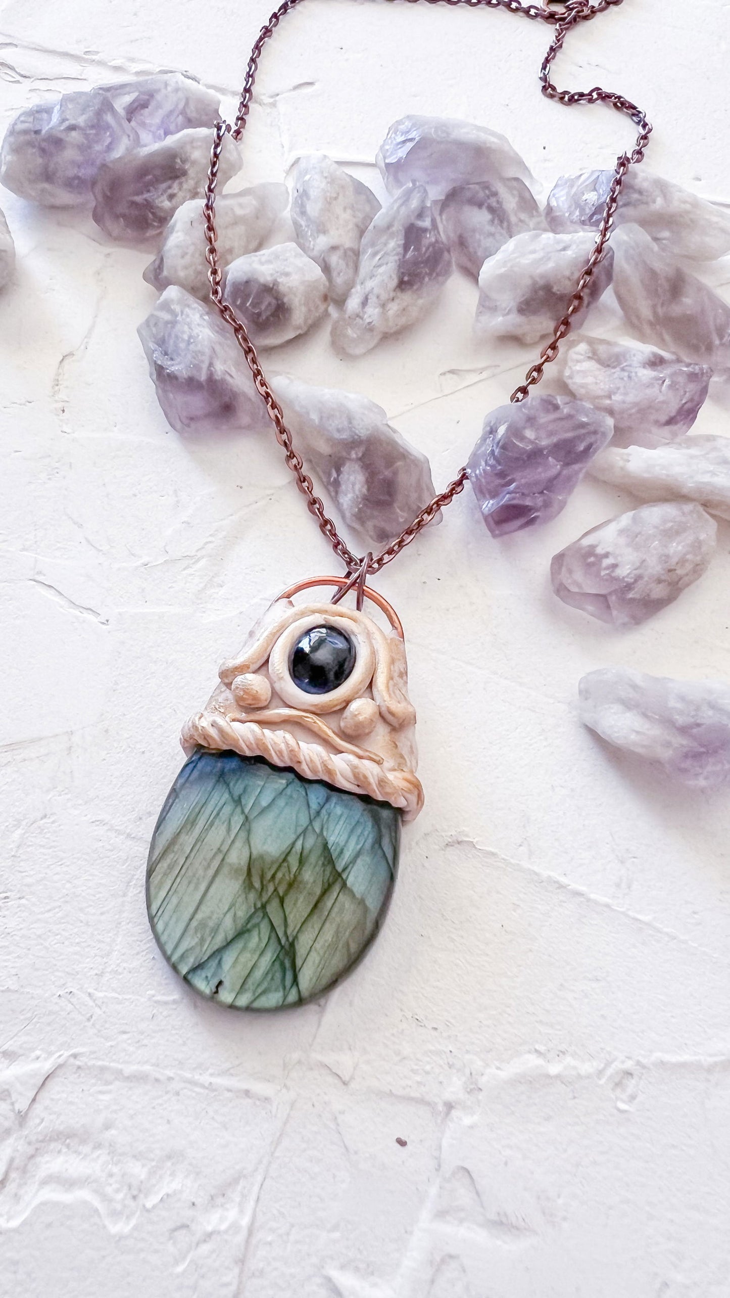 Labradorite and kyanite Shadow Whisper Pendant - Copper Jewels