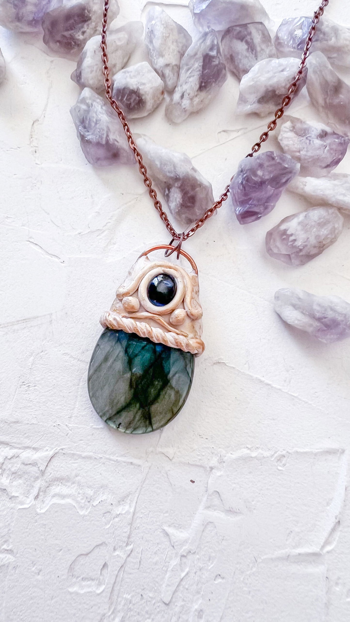 Labradorite and kyanite Shadow Whisper Pendant - Copper Jewels