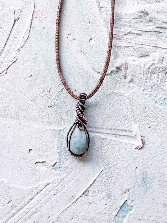 Larimar set in Copper Handmade Pendant - Copper Jewels