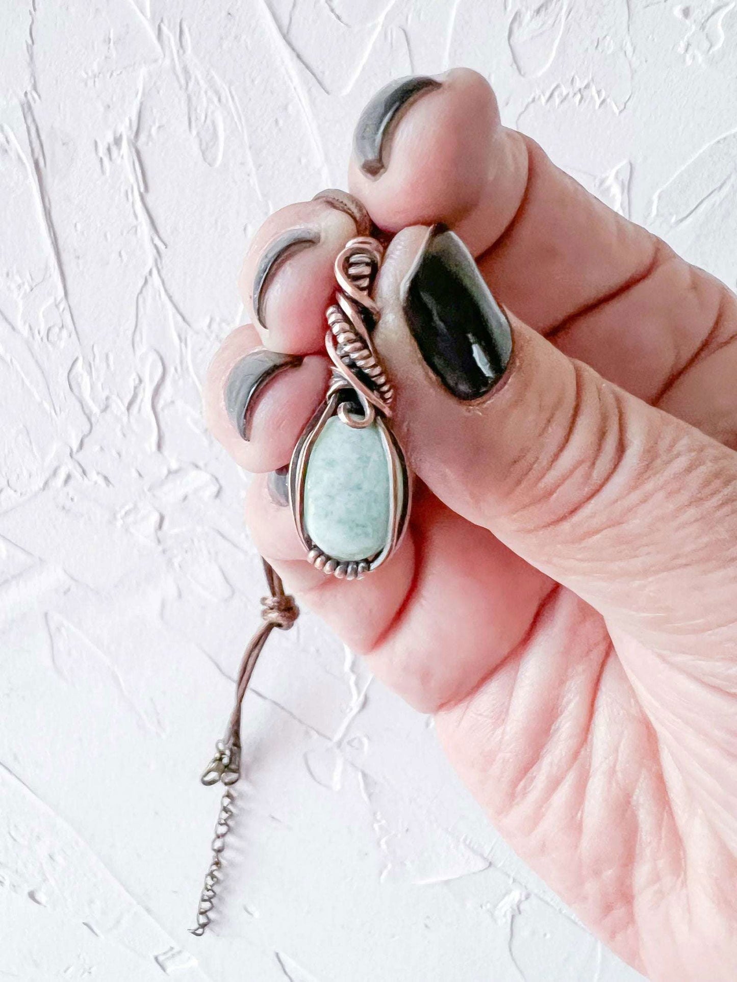 Larimar set in Copper Handmade Pendant - Copper Jewels