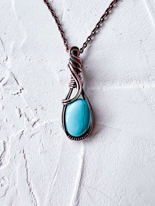 Mini Copper Pendants Turquoise Lab Made - Copper Jewels