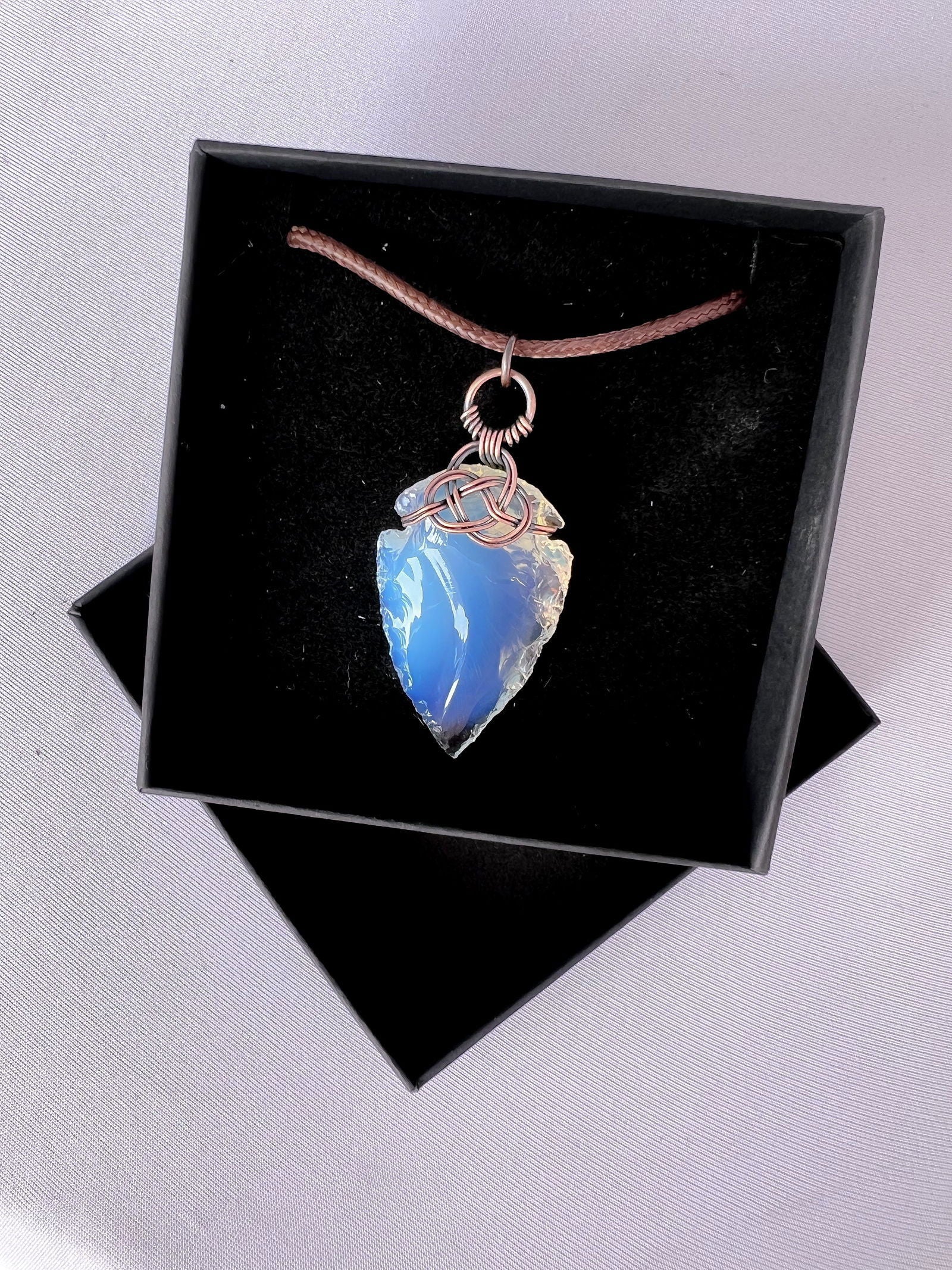 Opalite Arrowhead with Celtic Knot Accent - Copper Jewels