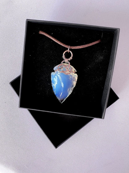 Opalite Arrowhead with Celtic Knot Accent - Copper Jewels