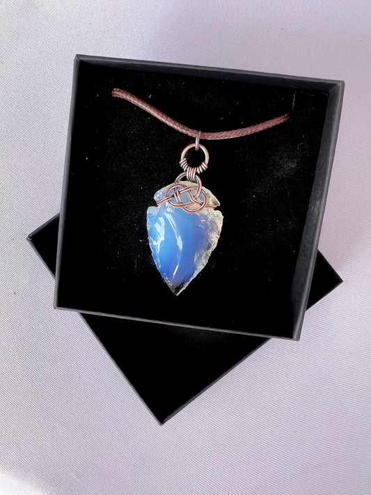Opalite Arrowhead with Celtic Knot Accent - Copper Jewels