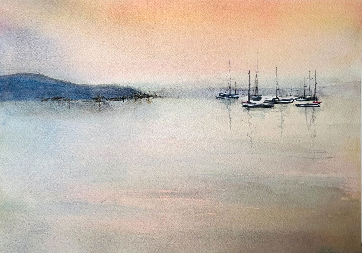 Quiet Harbour | Original Watercolour Painting - Copper Jewels