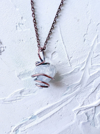 Raw Celestite and Copper Pendant - Copper Jewels