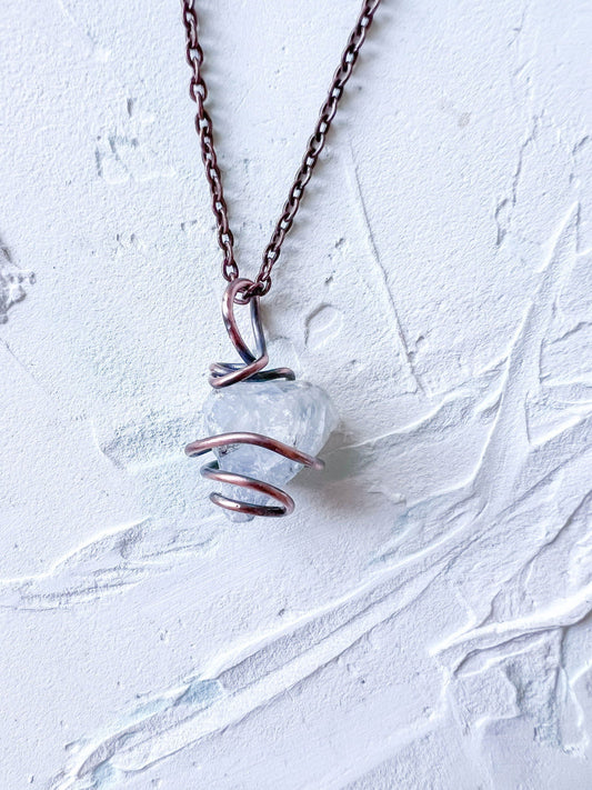 Raw Celestite and Copper Pendant - Copper Jewels