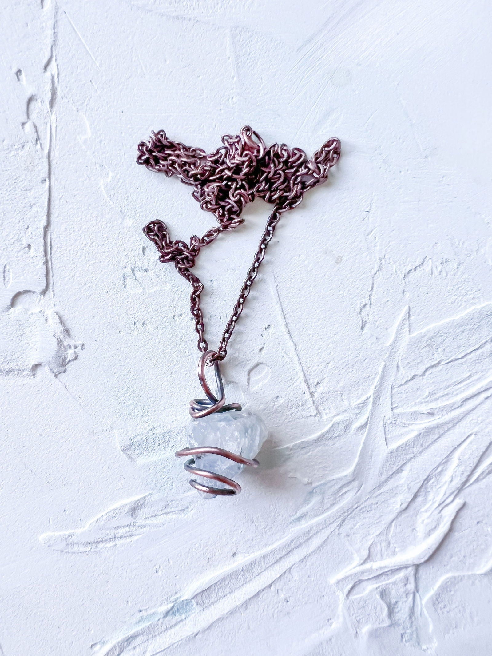 Raw Celestite and Copper Pendant - Copper Jewels