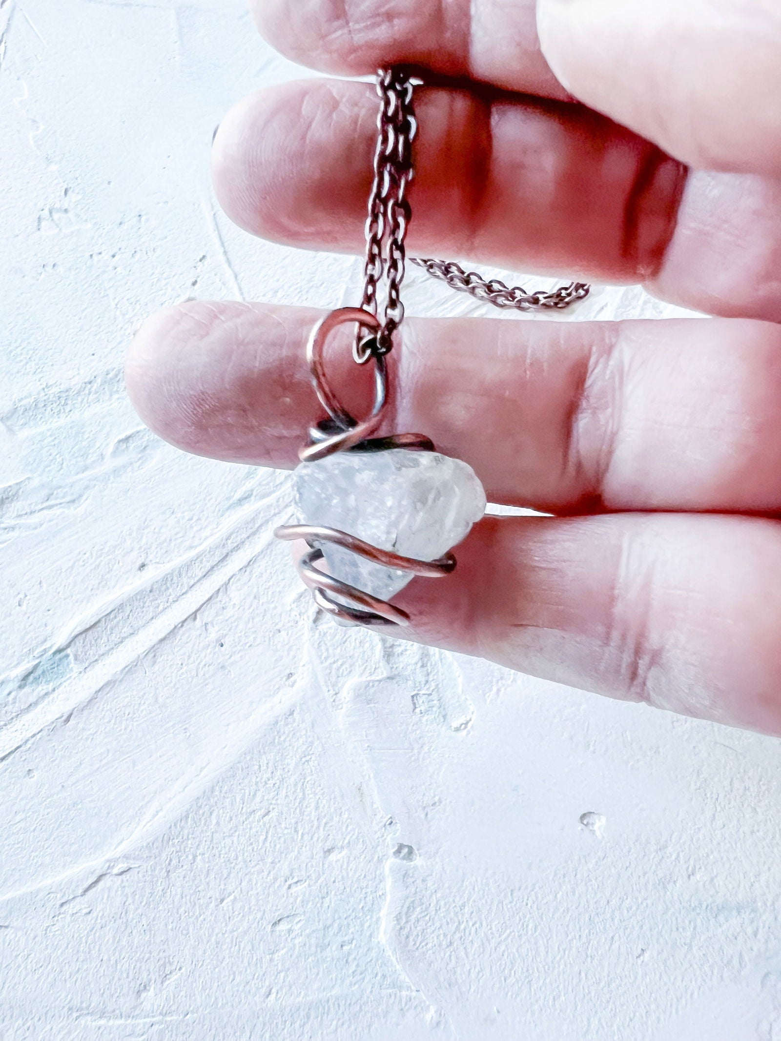 Raw Celestite and Copper Pendant - Copper Jewels