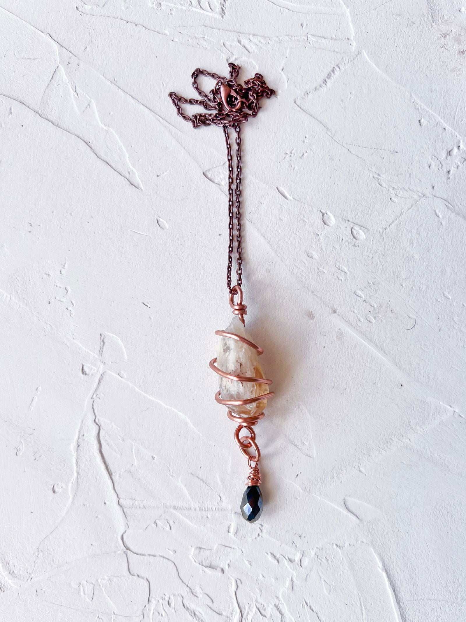 Raw Citrine and Copper Pendant - Copper Jewels