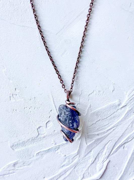 Raw Iolite and Copper Pendant - Copper Jewels