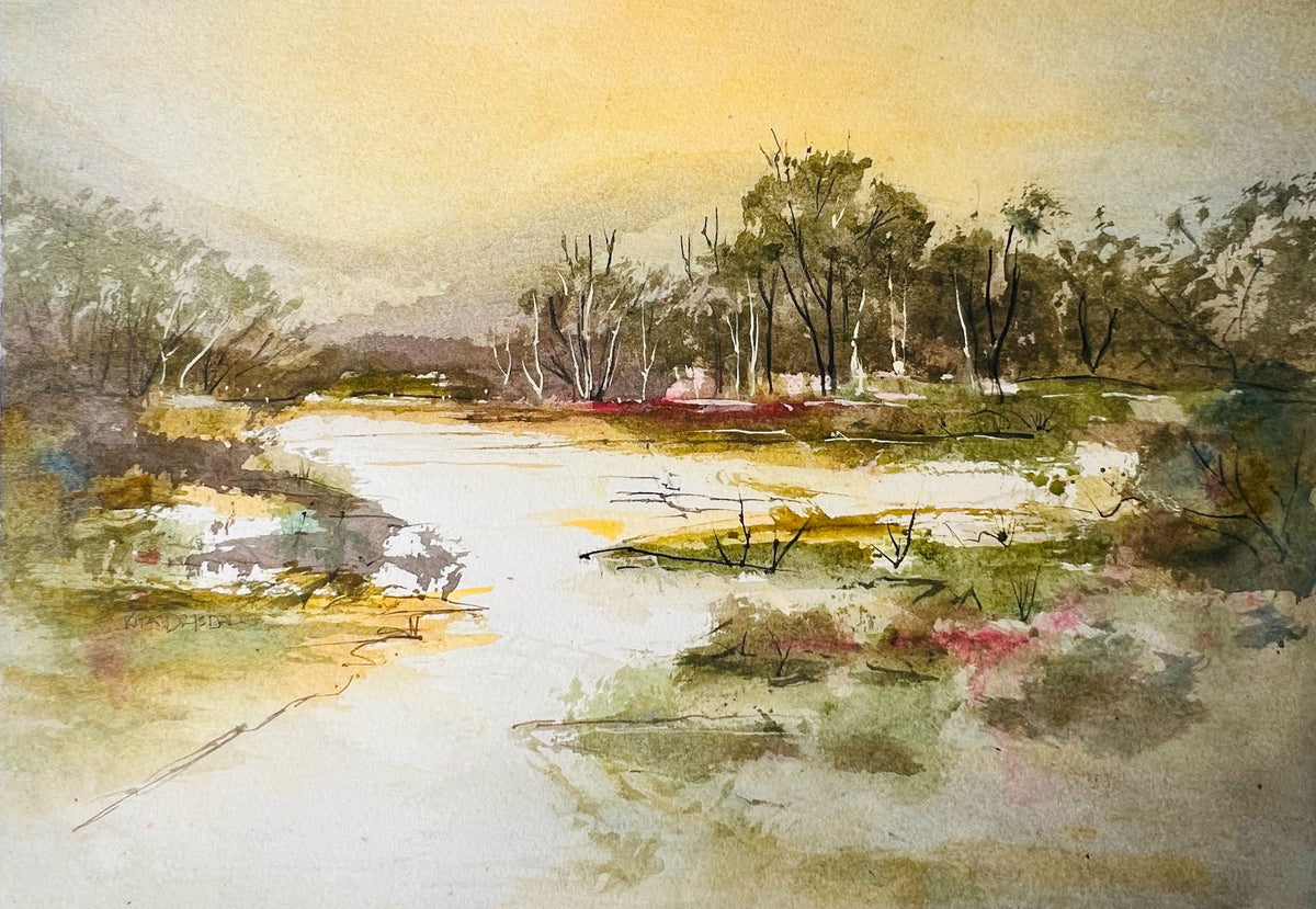 River Light | Original Australian Watercolour Painting - Copper Jewels