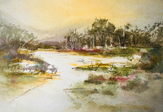 River Light | Original Australian Watercolour Painting - Copper Jewels