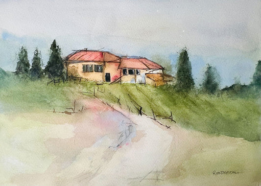 Road Through Tuscany | Original Watercolour Painting - Copper Jewels