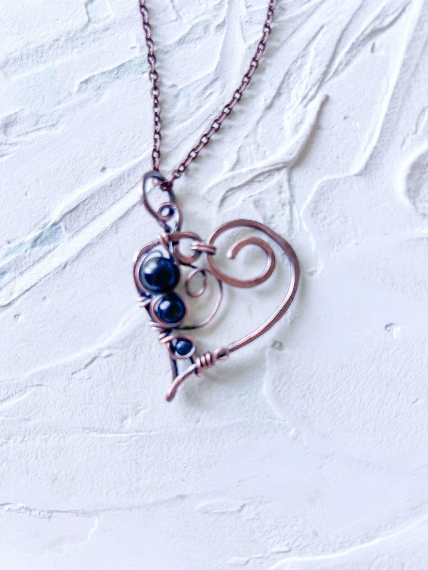 Rustic Boho 3 Bead Heart - Copper Jewels