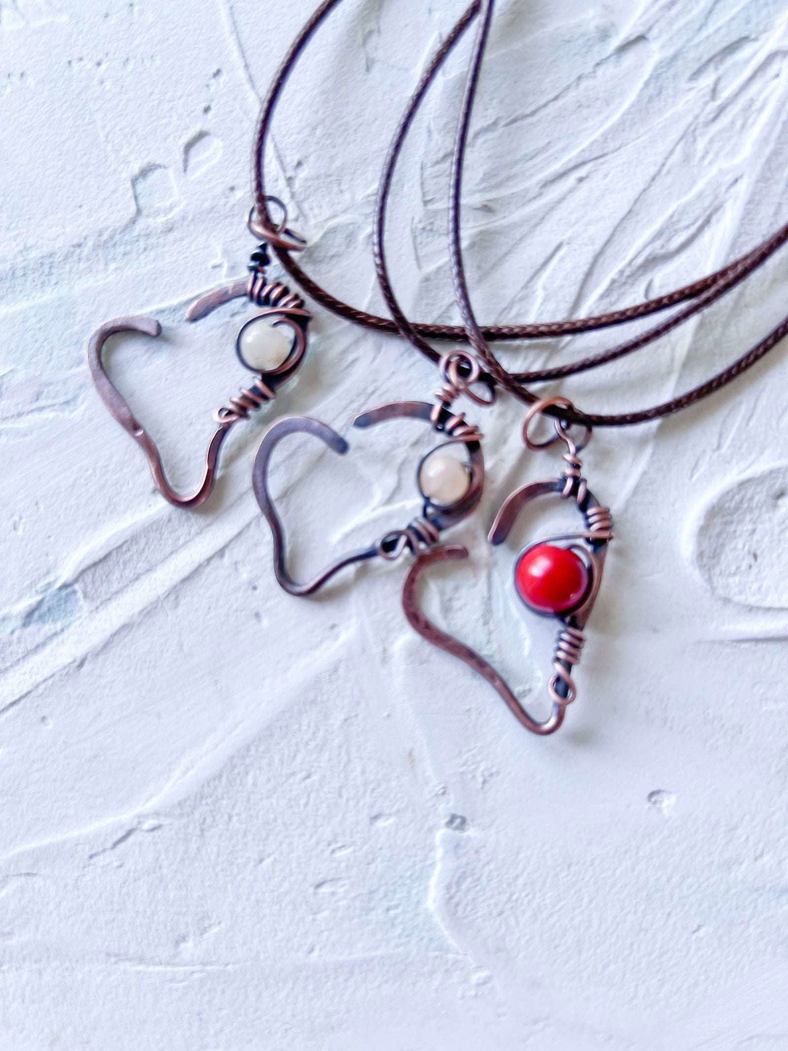 Rustic Boho Heart with Beads - Copper Jewels