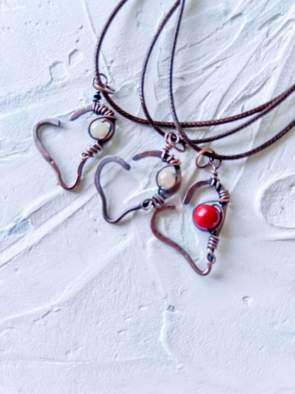 Rustic Boho Heart with Beads - Copper Jewels