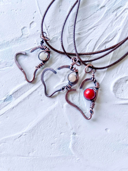Rustic Boho Heart with Beads - Copper Jewels