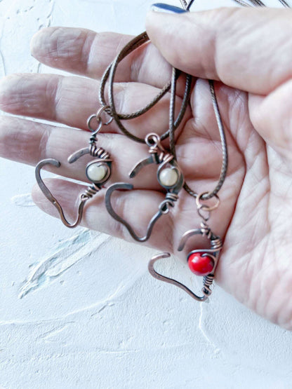 Rustic Boho Heart with Beads - Copper Jewels
