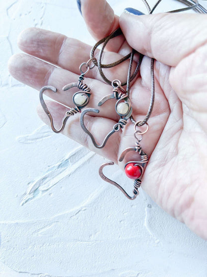 Rustic Boho Heart with Beads - Copper Jewels
