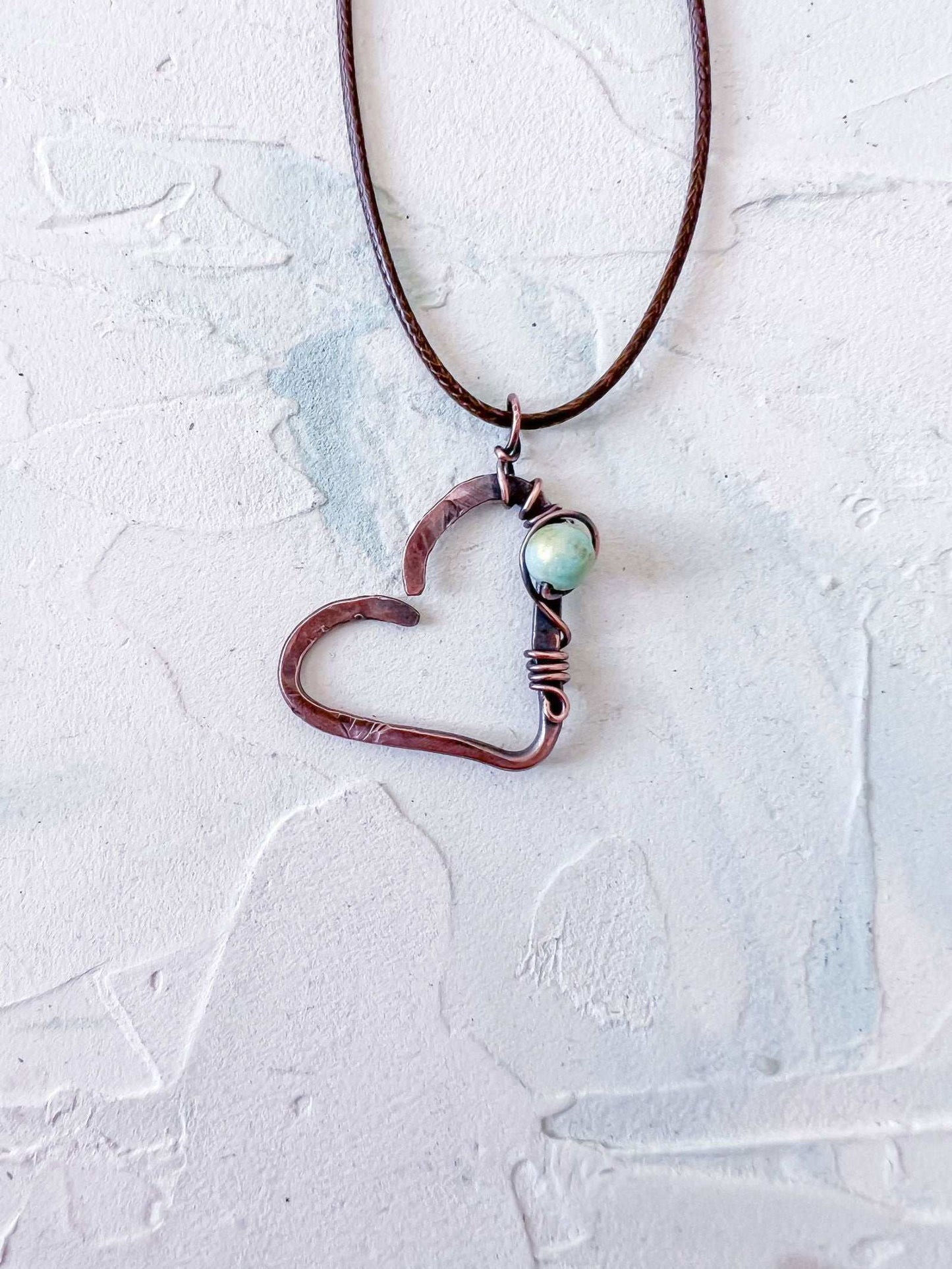 Rustic Boho Heart with Beads - Copper Jewels