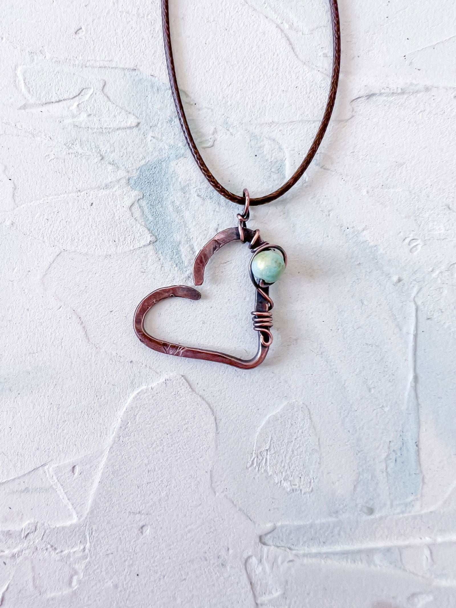 Rustic Boho Heart with Beads - Copper Jewels