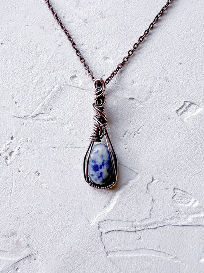 Sodalite and Copper Wire Mini Pendant - Copper Jewels