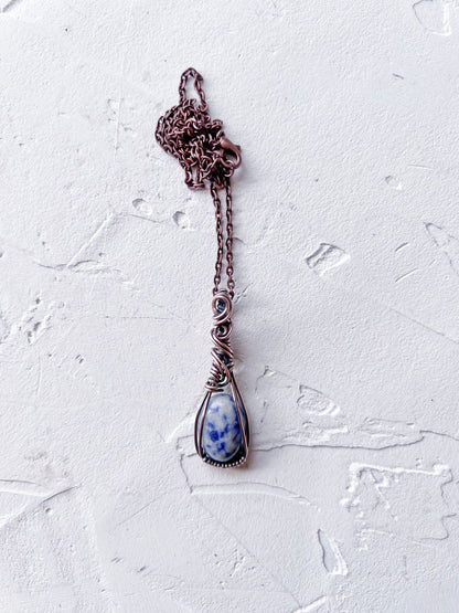 Sodalite and Copper Wire Mini Pendant - Copper Jewels