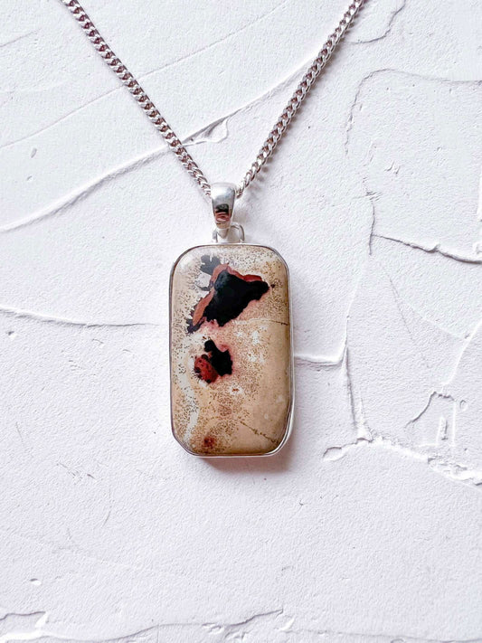 Sophisticated Hand Crafted Jasper and Silver Pendant - Copper Jewels
