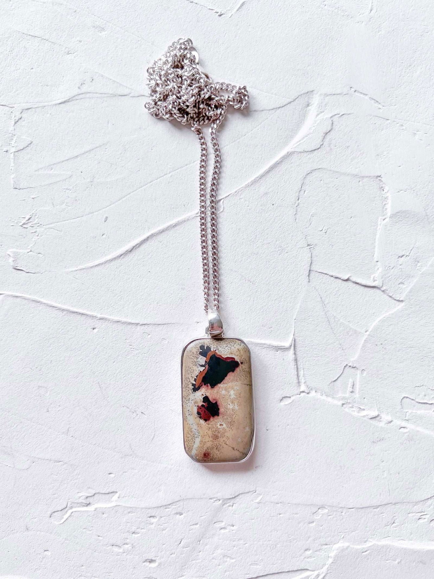 Sophisticated Hand Crafted Jasper and Silver Pendant - Copper Jewels