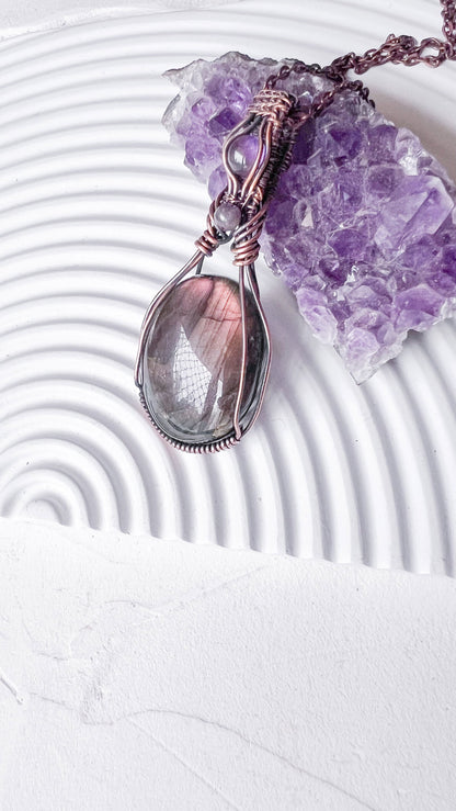 Still Waters Labradorite Amethyst Copper Pendant - Copper Jewels