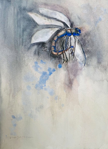Still Wings | Original Dragonfly Watercolour Painting - Copper Jewels