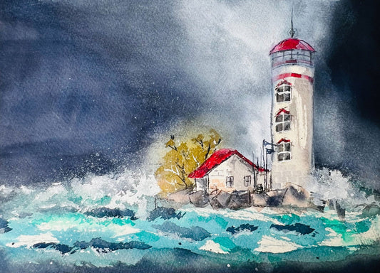 Storm Light | Original Watercolour Painting - Copper Jewels