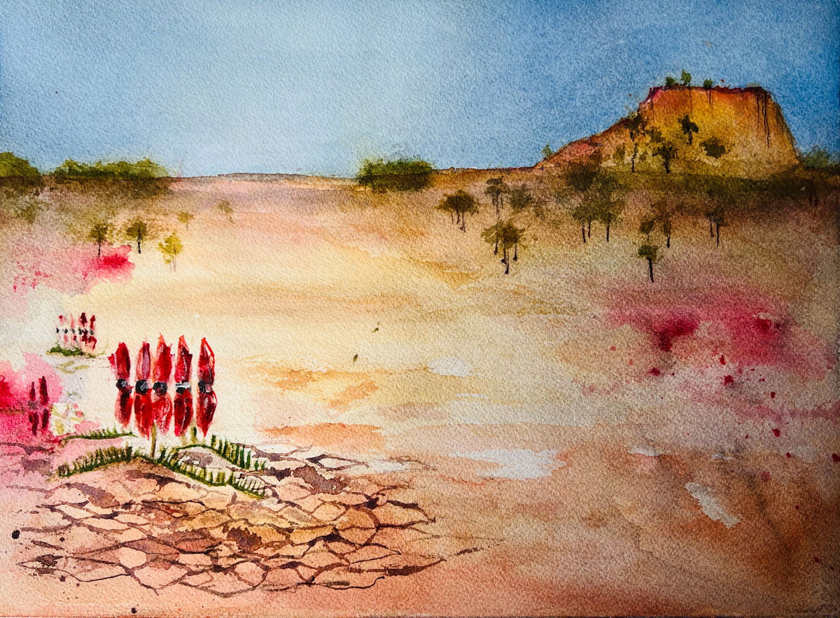 Sturt Desert Peas | Original Watercolour Painting - Copper Jewels