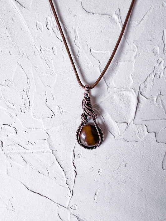 Tiger's Eye and copper Amulet - Copper Jewels