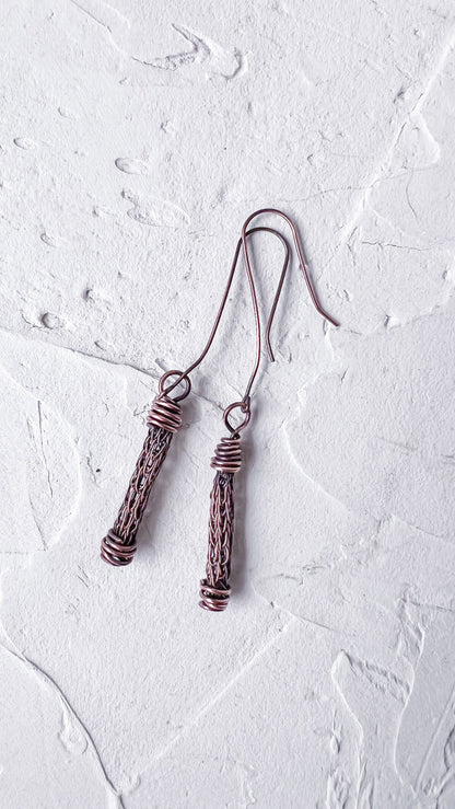 Viking Knit Copper Earrings - Copper Jewels