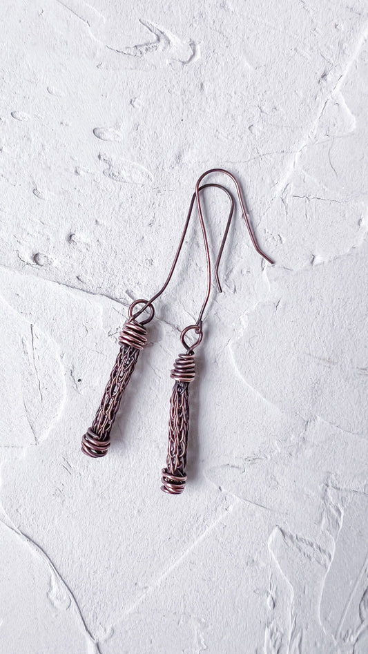 Viking Knit Copper Earrings - Copper Jewels
